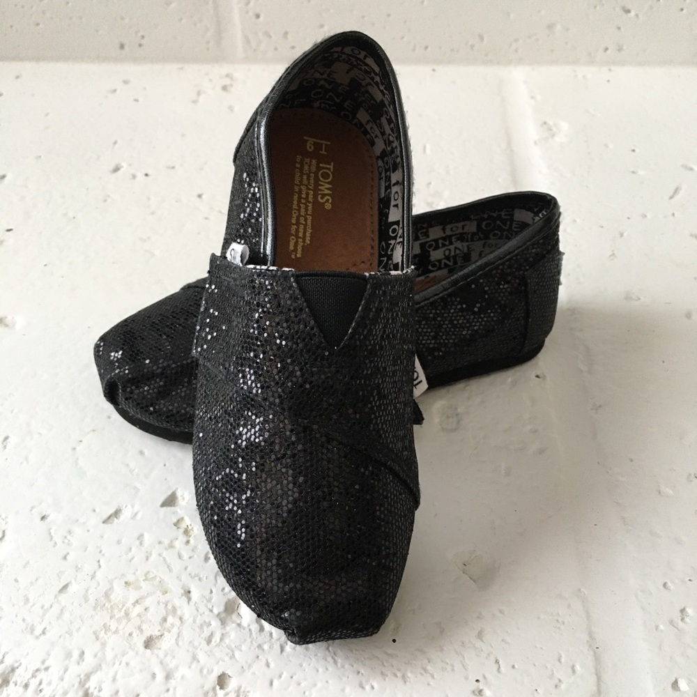 Black Glitter Toms Shoes